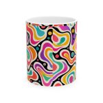 Retro Abstract Ceramic Mug — Colorful 70s-Inspired Pattern (11oz, 15oz)