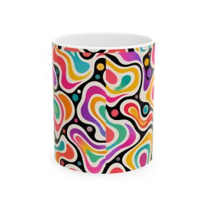 Retro Abstract Ceramic Mug — Colorful 70s-Inspired Pattern (11oz, 15oz)
